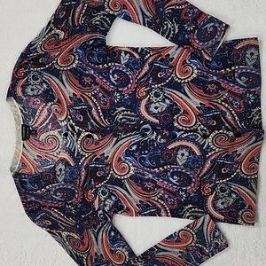 Talbots 100% Merino Wool Paisley Long Sleeve Lightweight Cardigan